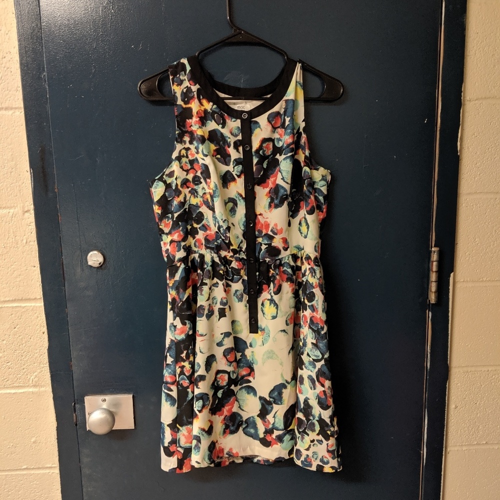 Black and White multi color fit and flare dress